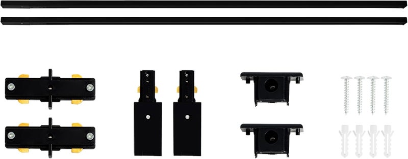 VANoopee H Track Lghting Rails 8FT H Type Track Light Rails Black H Track Rail Kit, End Caps & Live End Feed Connector Included, Compatible with Single Circuit 120V H Style Track System & Track Heads - Image 1